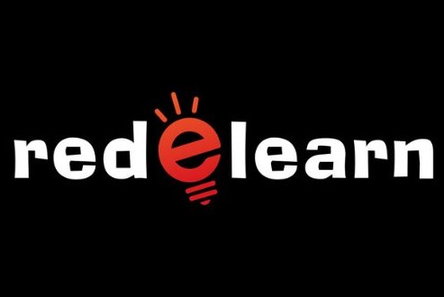 logo for redelearn on black background