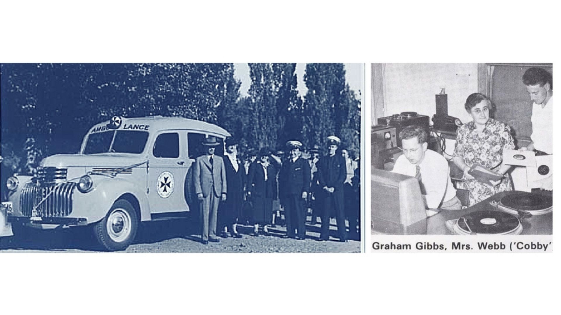 1958 Ambulance and Ada 'Cobby' Cobb with Graham Gibbs